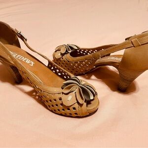 Ingledews Beige Peep-Toe Heels with Floral Detail